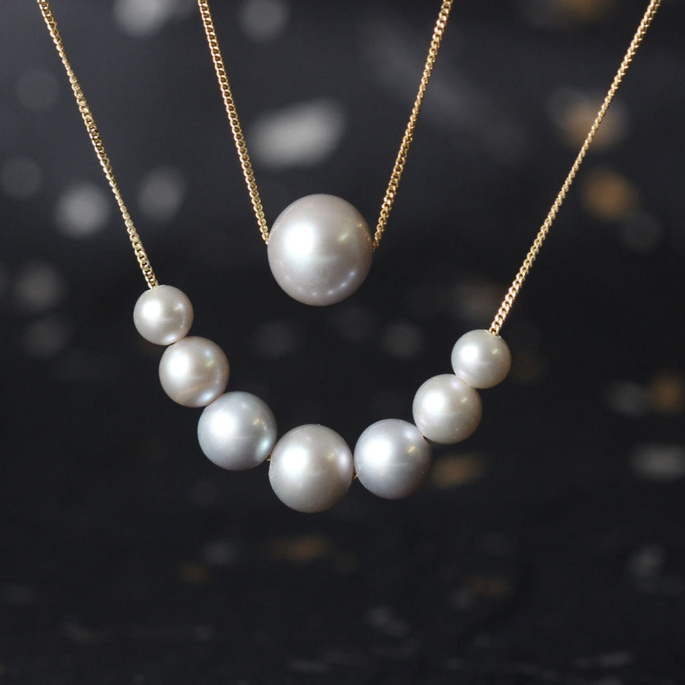 Single grey store pearl necklace