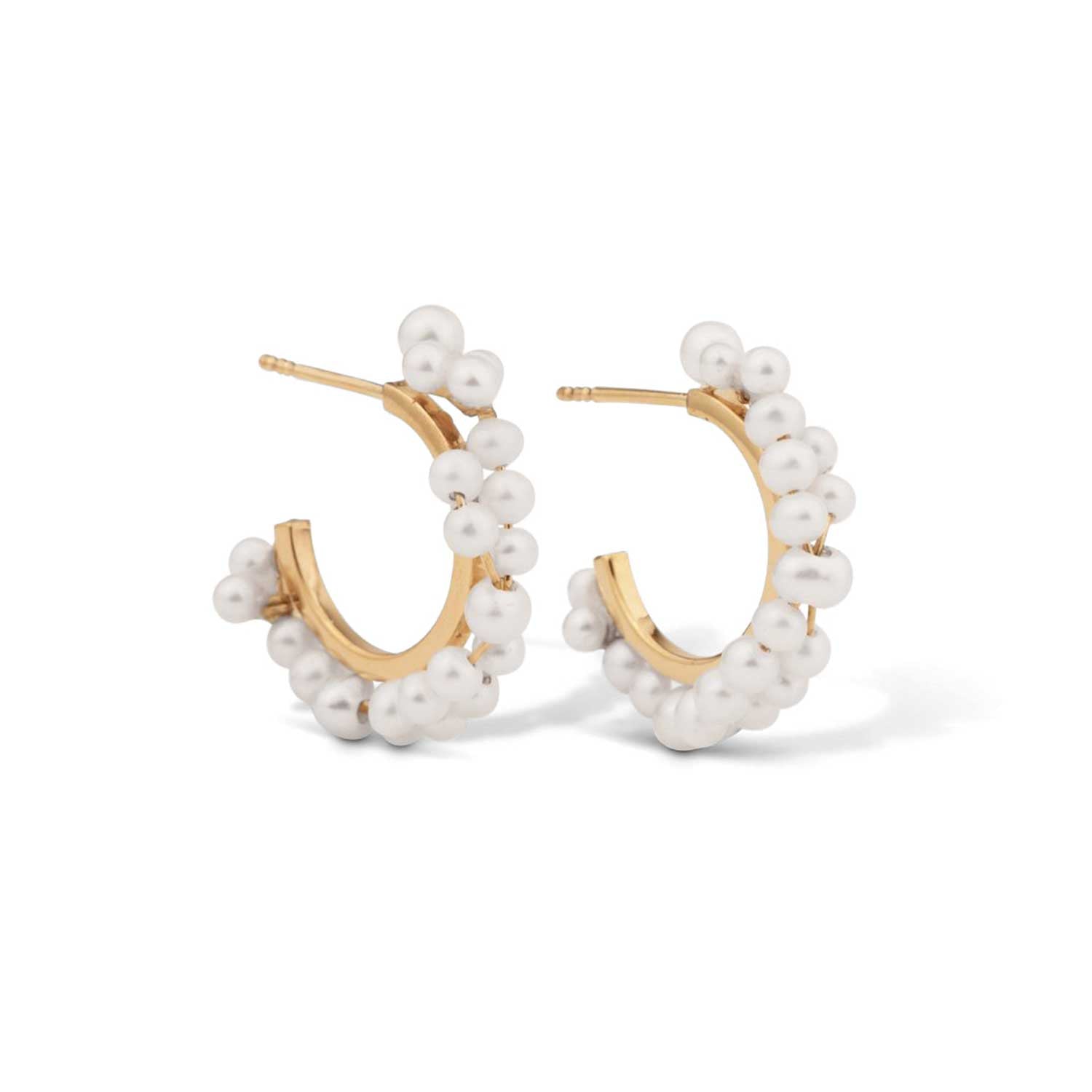 CompletedWorks at ethical jeweller E.C.One London STRATUS Hoop Earrings with Pearls Gold Plated