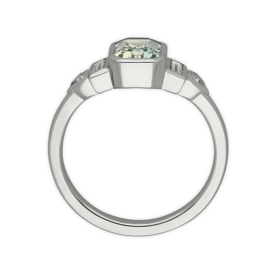 EC One London ethical jewellery DAPHNE Mint Sapphire and Diamond Platinum Engagement Ring