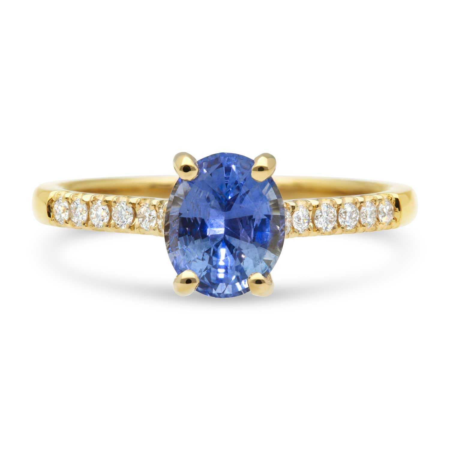 EC One NANCY Oval Blue Sapphire and Diamond Ring made in our London B Corp workshop