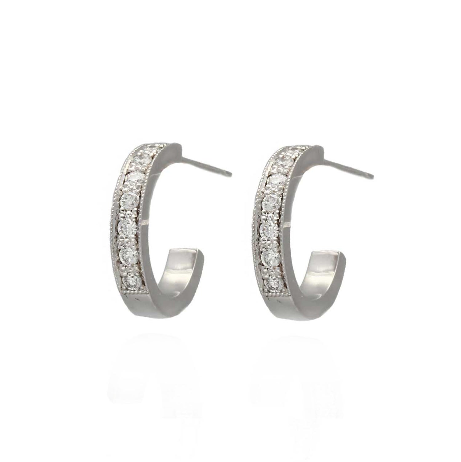 EC One 'Lilly' recycled White Gold Diamond Hoop Earrings