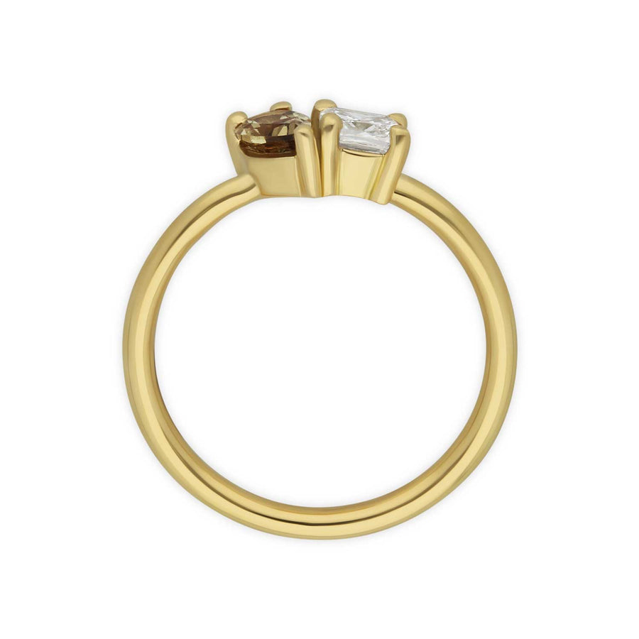 E.C.One London ethical jewellers JOSEPHINE Yellow Gold Diamond & Champagne Sapphire Engagement Ring