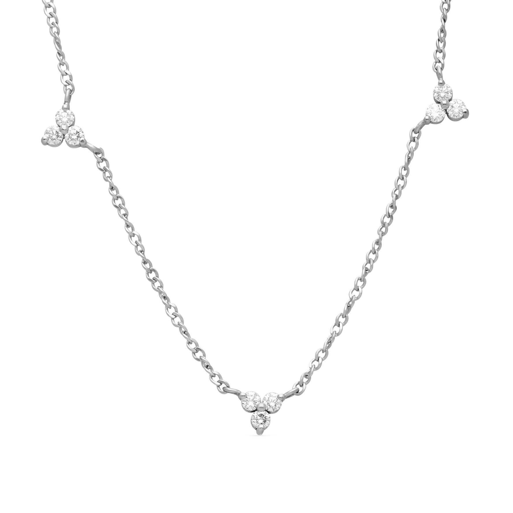 E.C.One Triple Mini TRIO Diamond White Gold Necklace made in our London B Corp Workshop