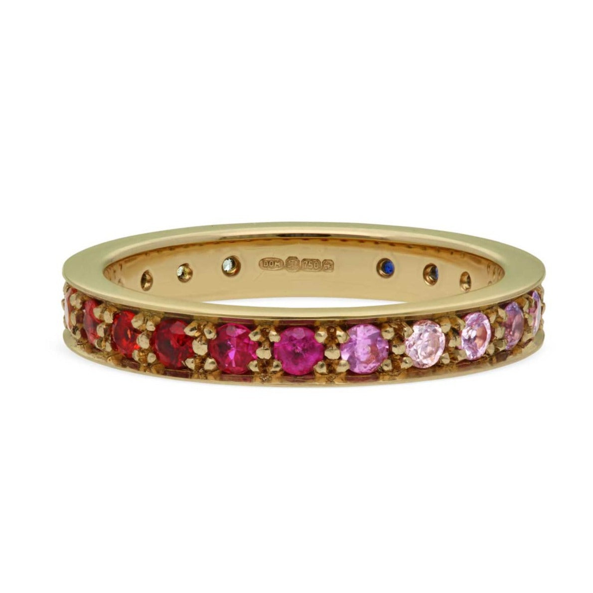 EC One's KALEIDOSCOPE Wide Gold Mixed Gemstone Eternity Ring made in our B Corp London workshop