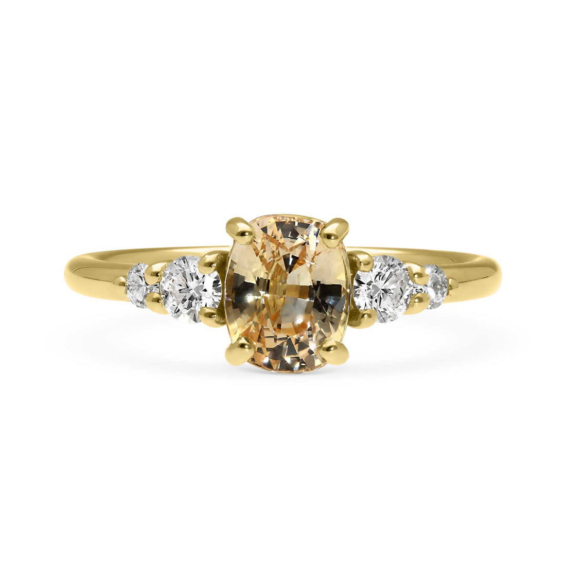 E.C.One GENEVIEVE Peach Sapphire Engagement Ring Yellow Gold made in our B Corp London workshop