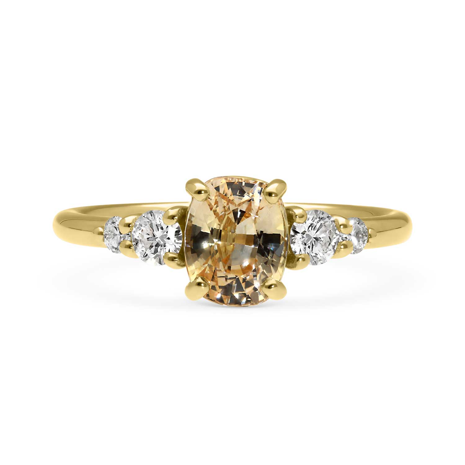 E.C.One GENEVIEVE Peach Sapphire Engagement Ring Yellow Gold made in our B Corp London workshop