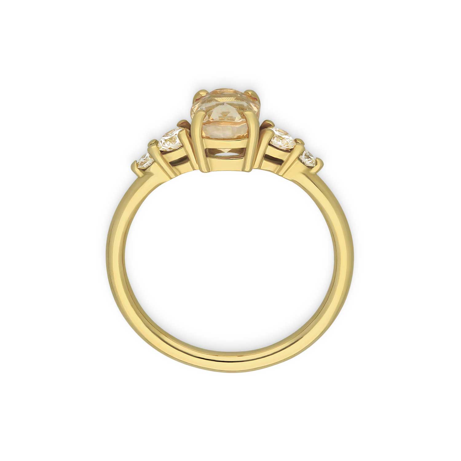 E.C.One GENEVIEVE Peach Sapphire Engagement Ring Yellow Gold made in our B Corp London workshop