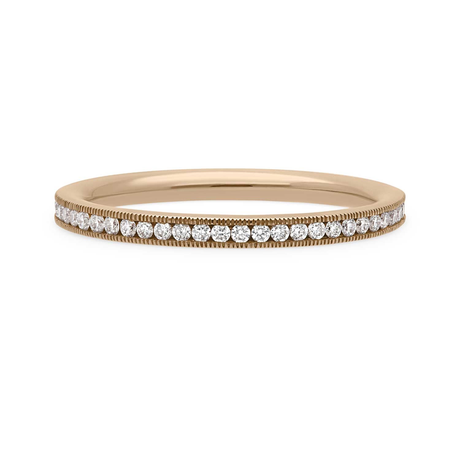 EC One Slim Channel Set Milgrain Diamond Eternity Ring Rose Gold