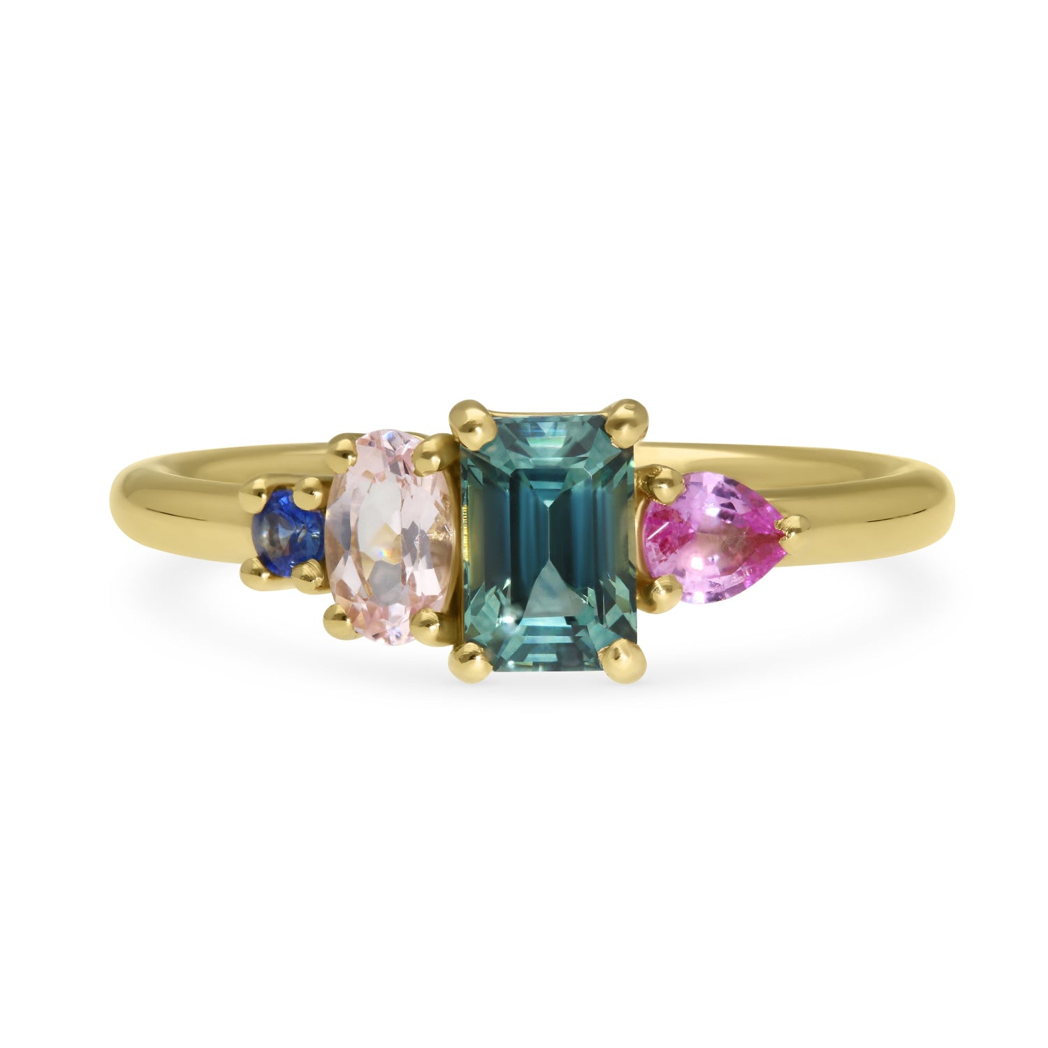 E.C.One London ethical Large ELISE 18ct Yellow Gold Ring with Octagonal Teal  Sapphire