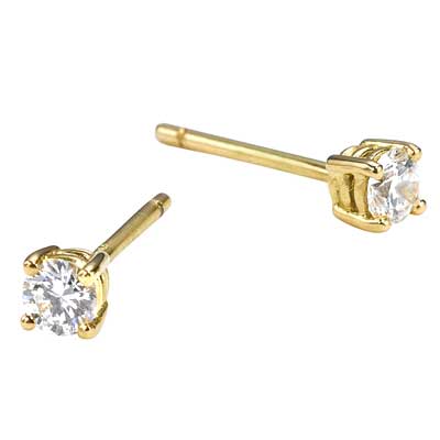 EC One 0.46ct 4-Claw Set Diamond Studs recycled Yellow Gold made in our London B Corp workshop