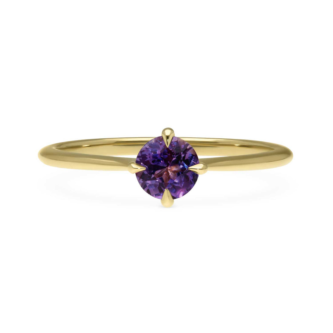 Ellie Air ethical jewellery HORIZON Ring with Purple Brilliant Cut Ceylon Sapphire Yellow Gold