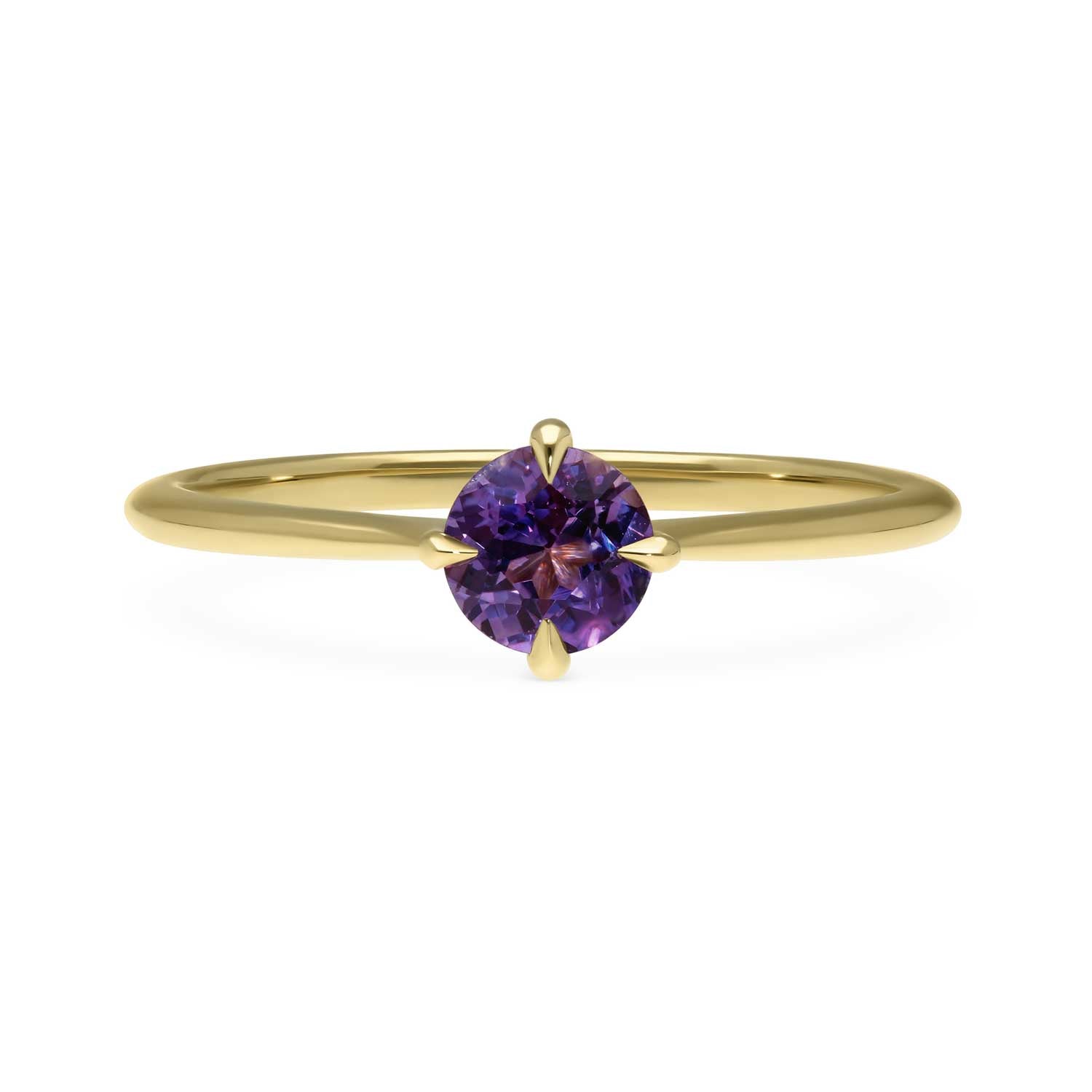 Ellie Air ethical jewellery HORIZON Ring with Purple Brilliant Cut Ceylon Sapphire Yellow Gold