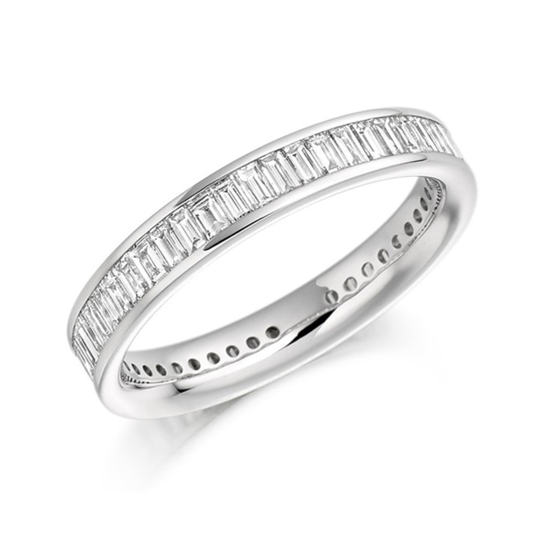 EC One Channel Set Vertical Baguette Diamond Eternity Ring 18ct white gold