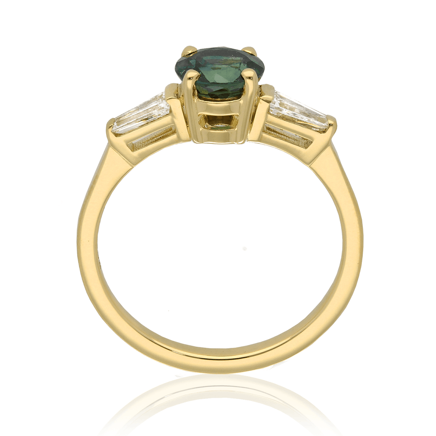 E.C.One JESSICA Round Montana Teal Sapphire Engagement Ring made in our B Corp London workshop