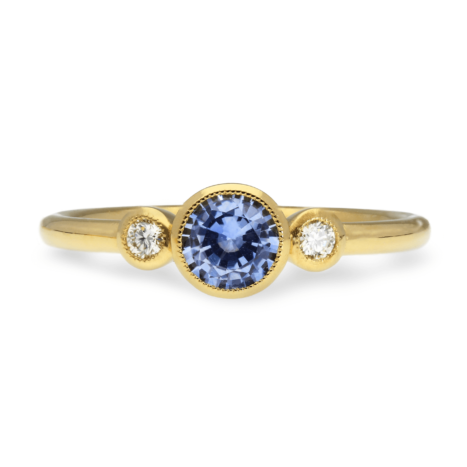 EC One's NINA Milgrain Ethical Sri Lankan Sapphire Diamond Engagement Ring made in our B Corp London workshop