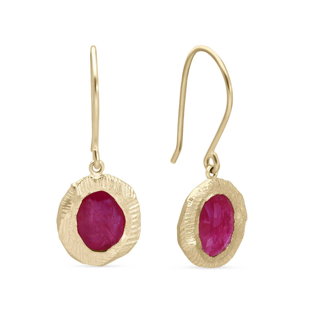 Page Sargisson at E.C.One London DROP Earrings Gold with Rose Cut Ruby