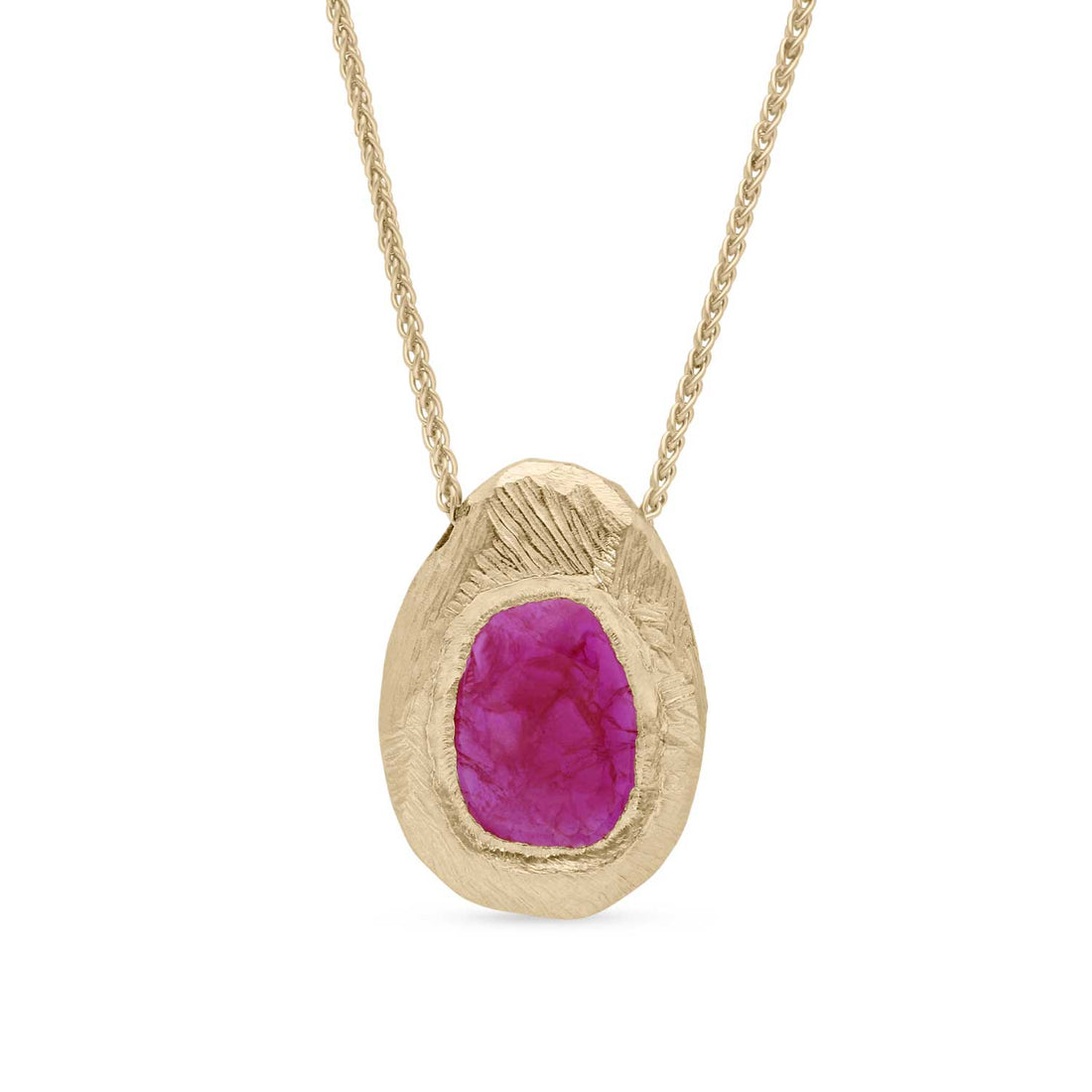 Page Sargisson at E.C.One London CARVED Pendant Necklace Gold with Rose Cut Ruby