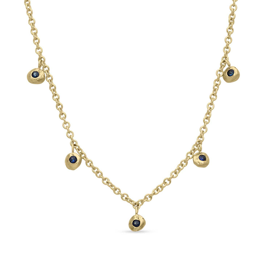 Page Sargisson at E.C.One London FIVE DOT Necklace Gold with Blue Sapphires