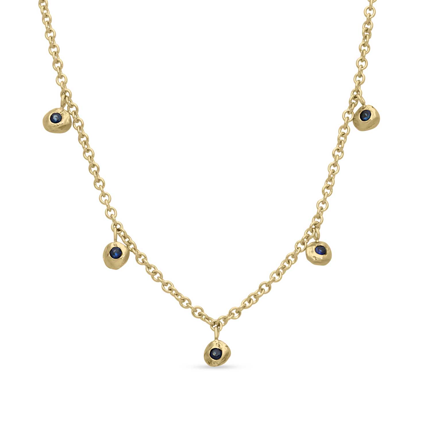 Page Sargisson at E.C.One London FIVE DOT Necklace Gold with Blue Sapphires