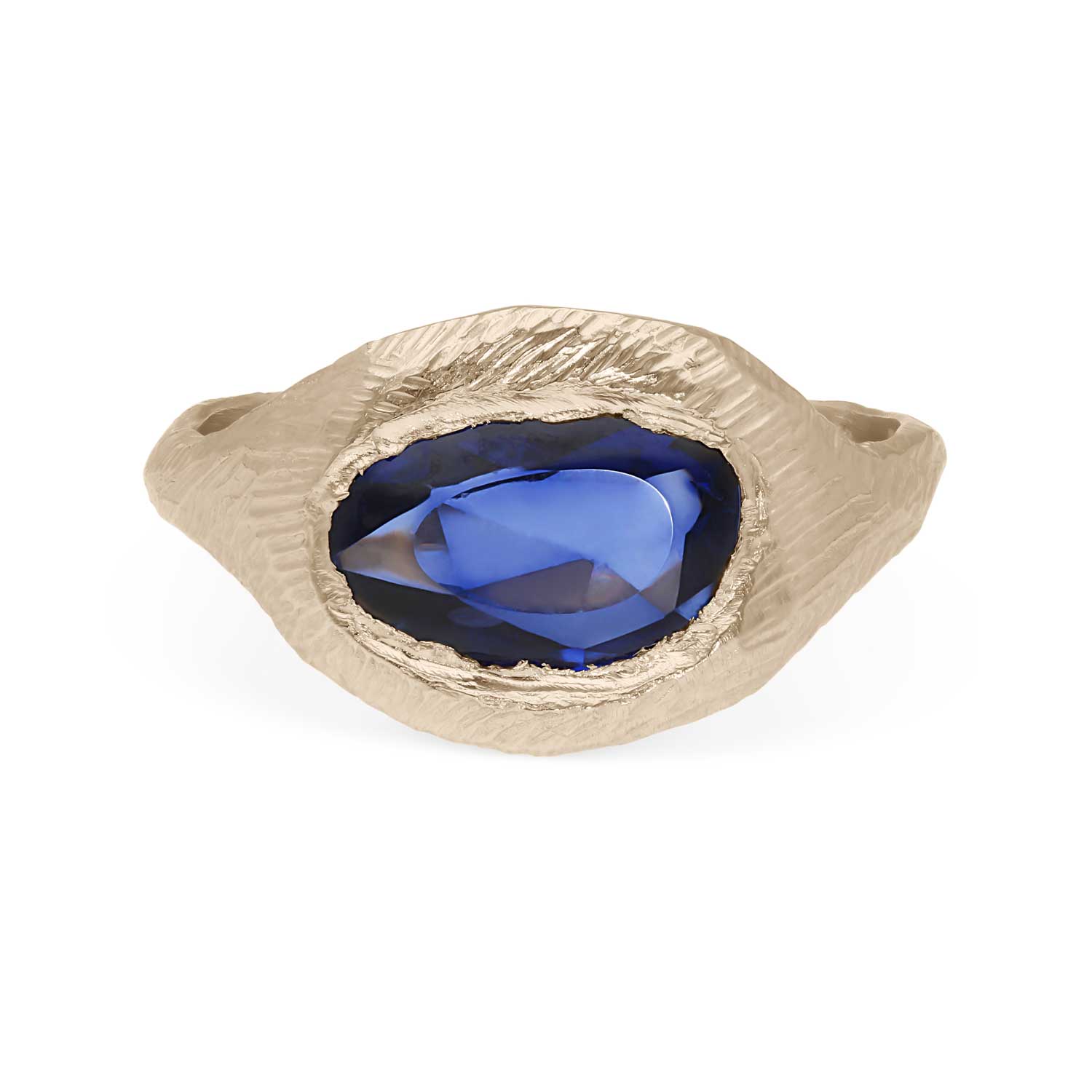 Page Sargisson at E.C.One London SIGNET Gold Ring with Large Blue Sapphire