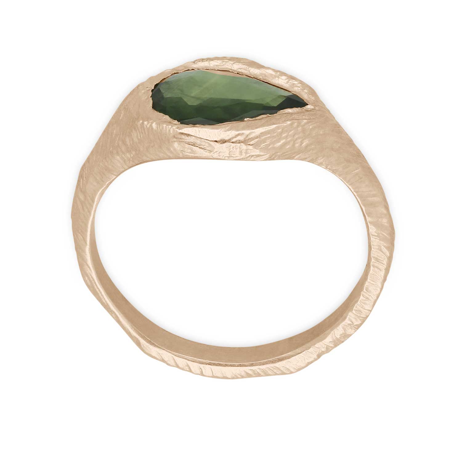 Page Sargisson at E.C.One London SIGNET Gold Ring with Large Green Sapphire