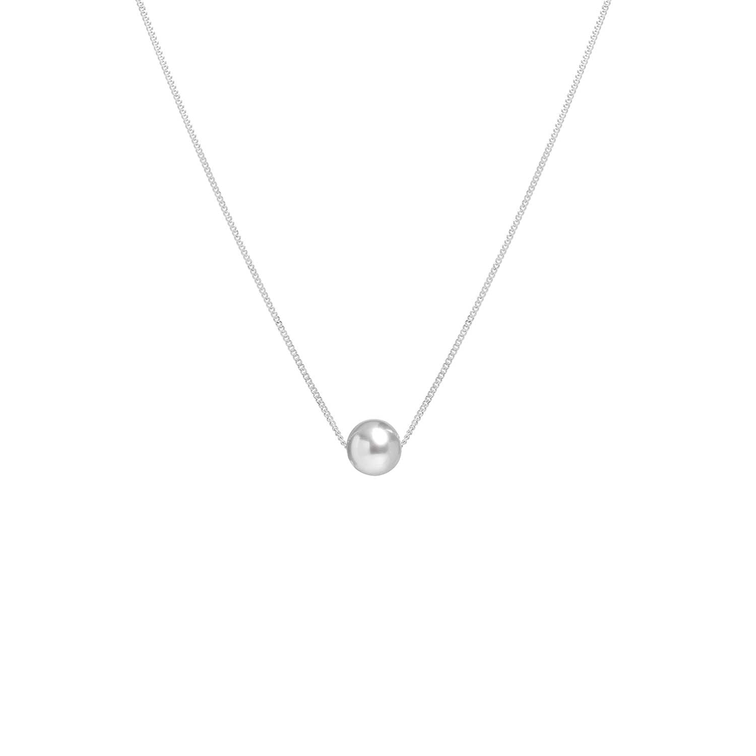 EC One Sliding Small Grey Pearl Necklace White Gold Chain 