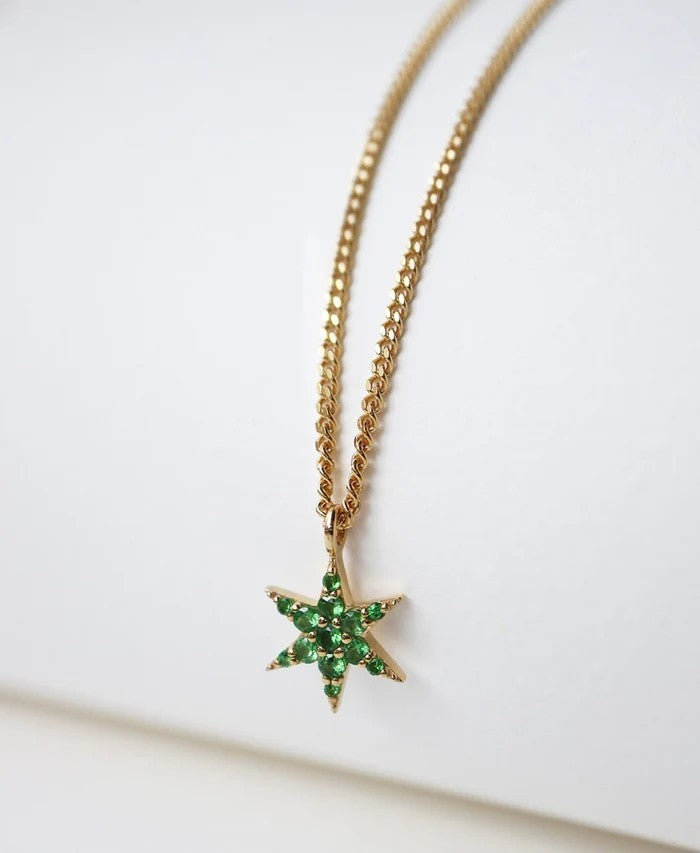 Zoe & Morgan at E.C.ne London Mini Anahata Star Yellow Gold Necklace Tsavorite