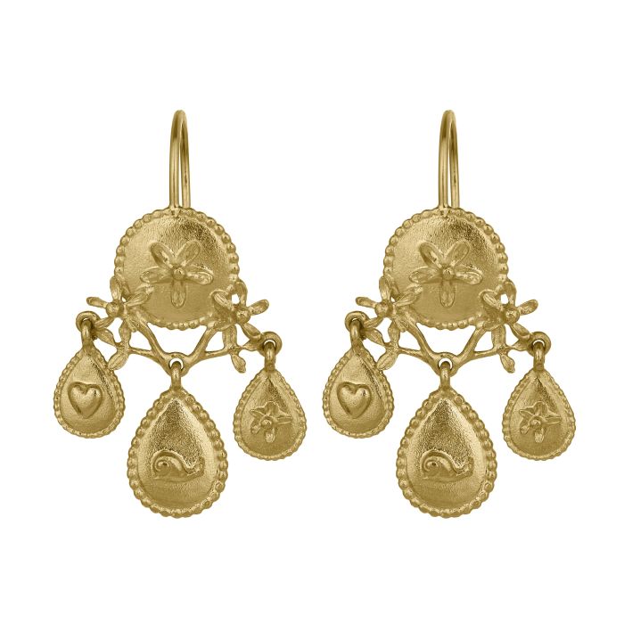 Alex Monroe Gratitude for Nature Girandole Chandelier Earrings Gold Plated