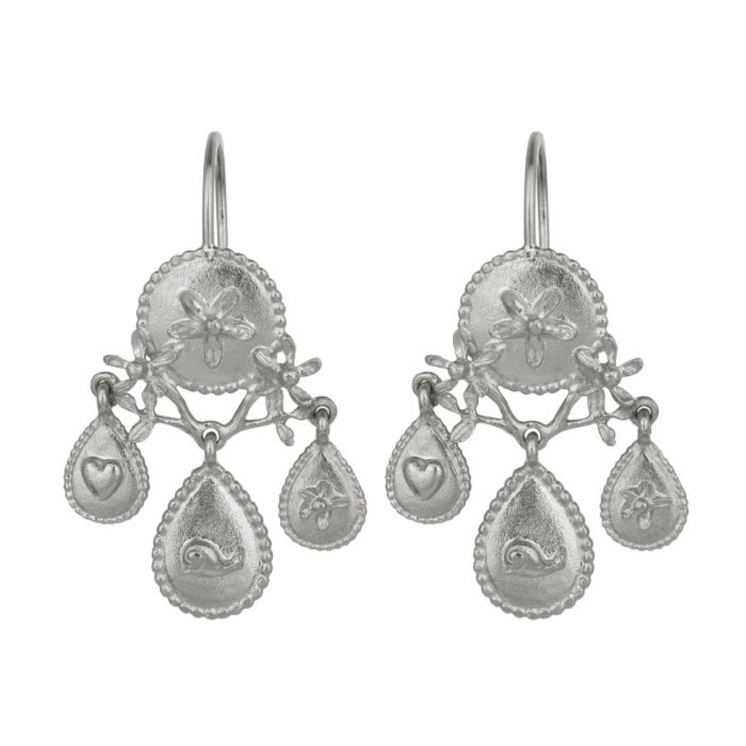 Alex Monroe at EC One Gratitude for Nature Girandole Chandelier Earrings Silver