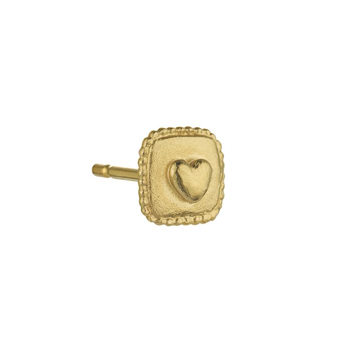 Alex Monroe at EC One Heart Single Square Stud Earring Gold Plated