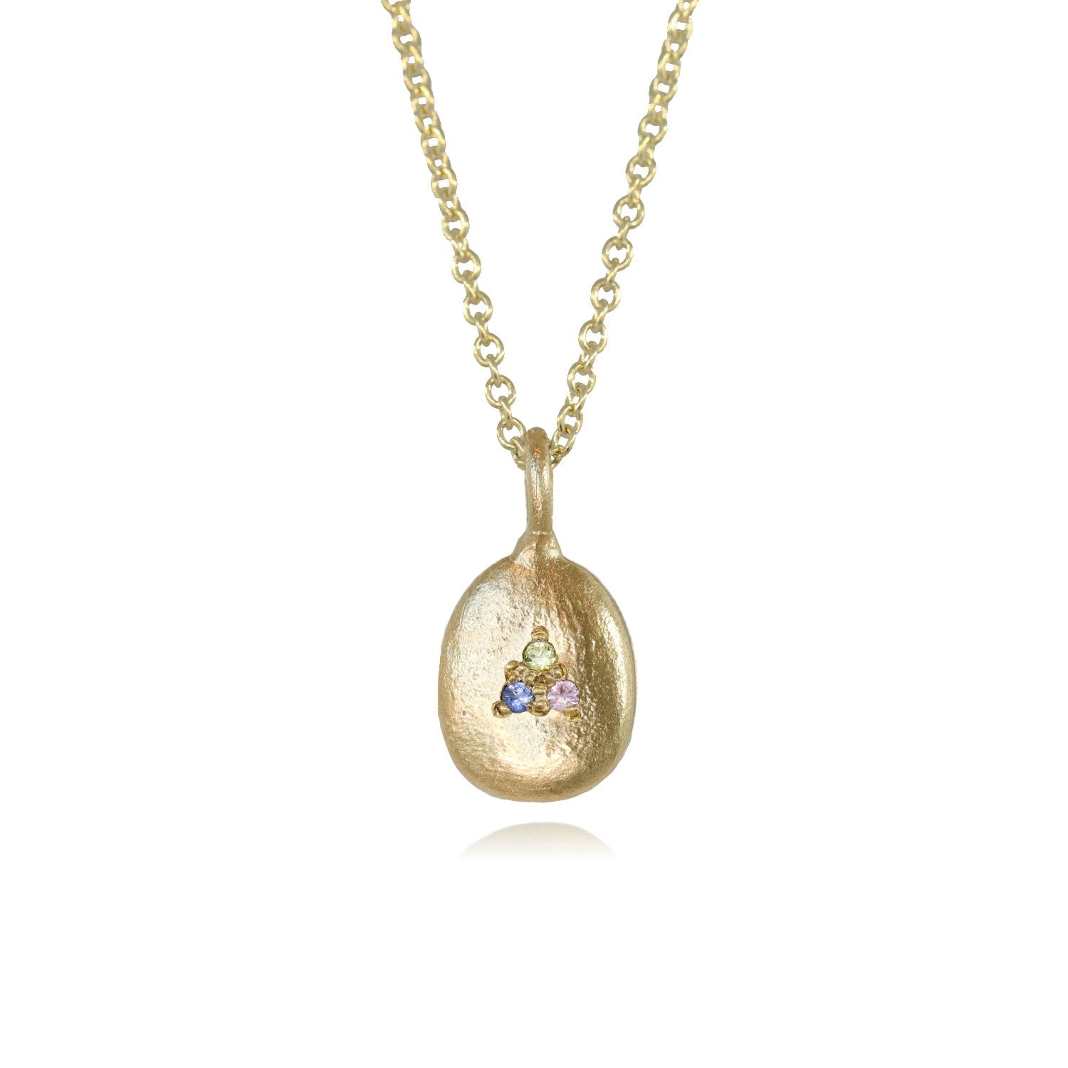 Belle Smith at E.C.One London Gold Pendant with Pastel Sapphire Detail