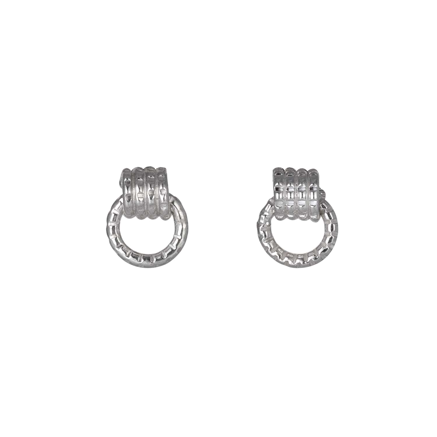 Cara Tonkin at E.C.One London  Serpentine Coil and Loop Stud Earrings Silver