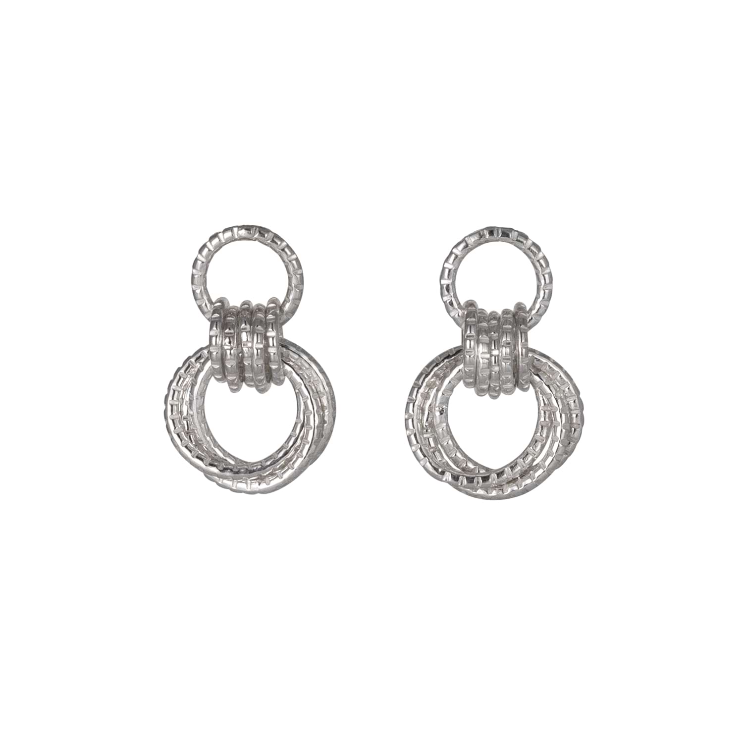 Cara Tonkin at E.C.One London  Serpentine Linked Loop Drop Earrings Silver