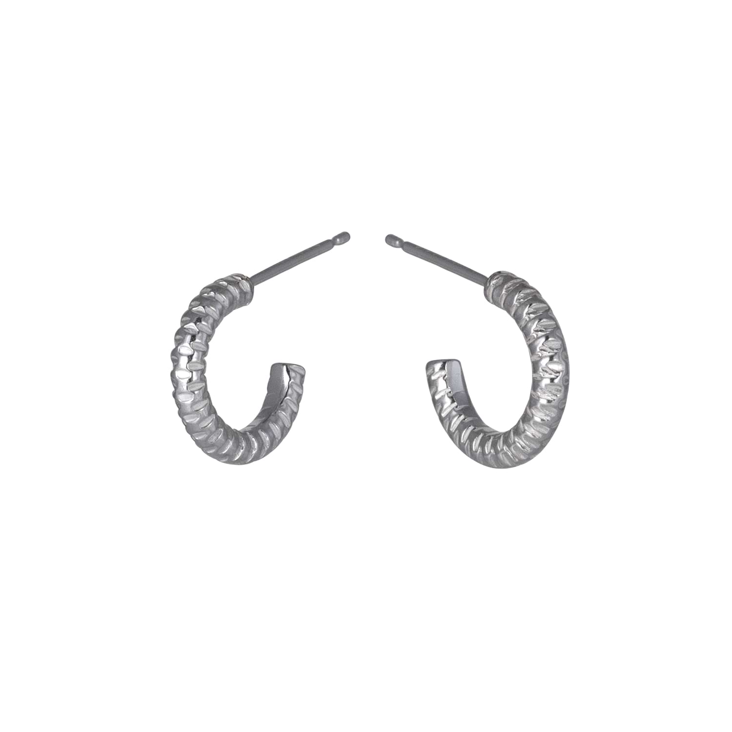 Cara Tonkin at E.C.One London Serpentine Textured Mini Hoop Earrings Silver