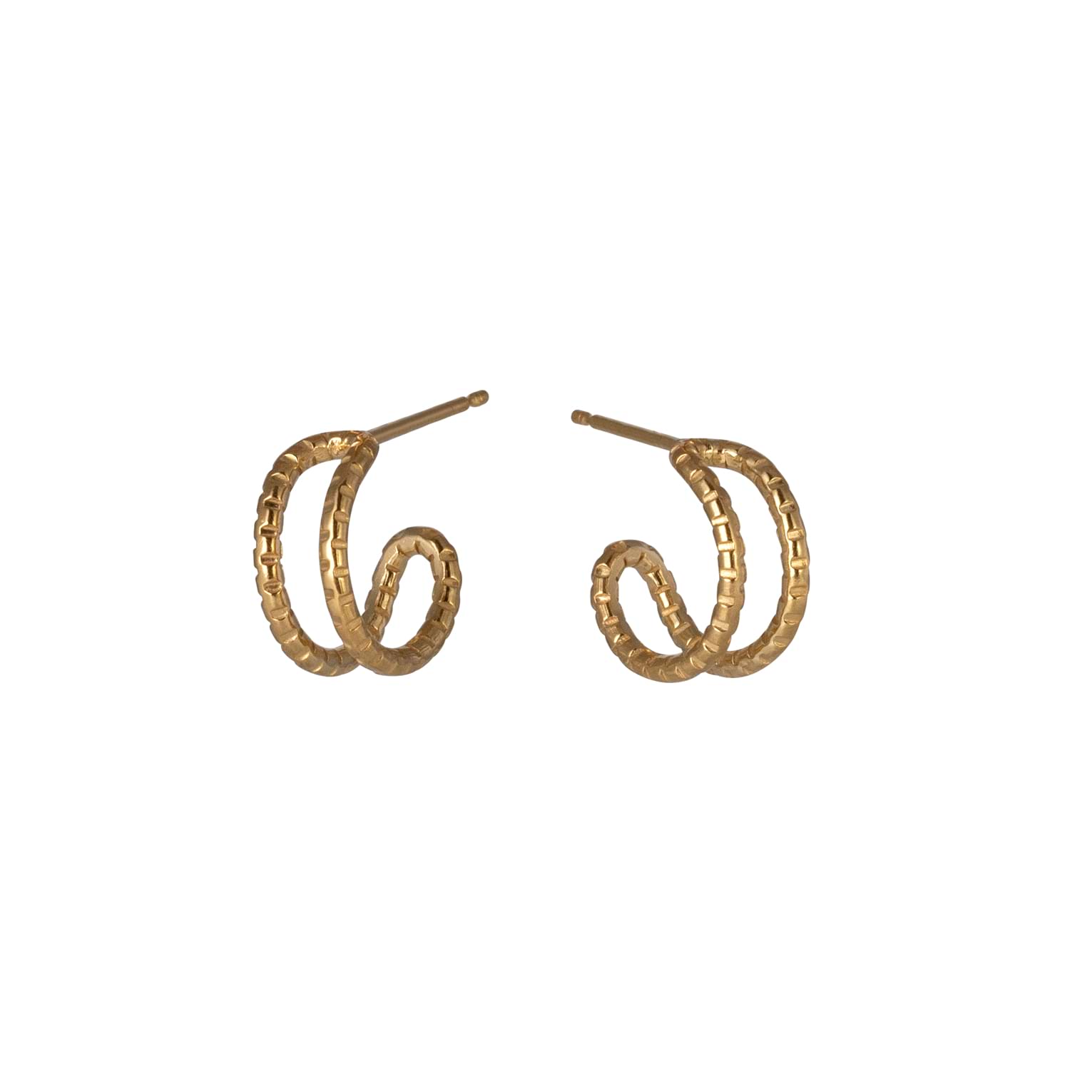 Cara Tonkin at E.C.One London Serpentine Small Textured Parallel Hoop Earrings Gold Plated