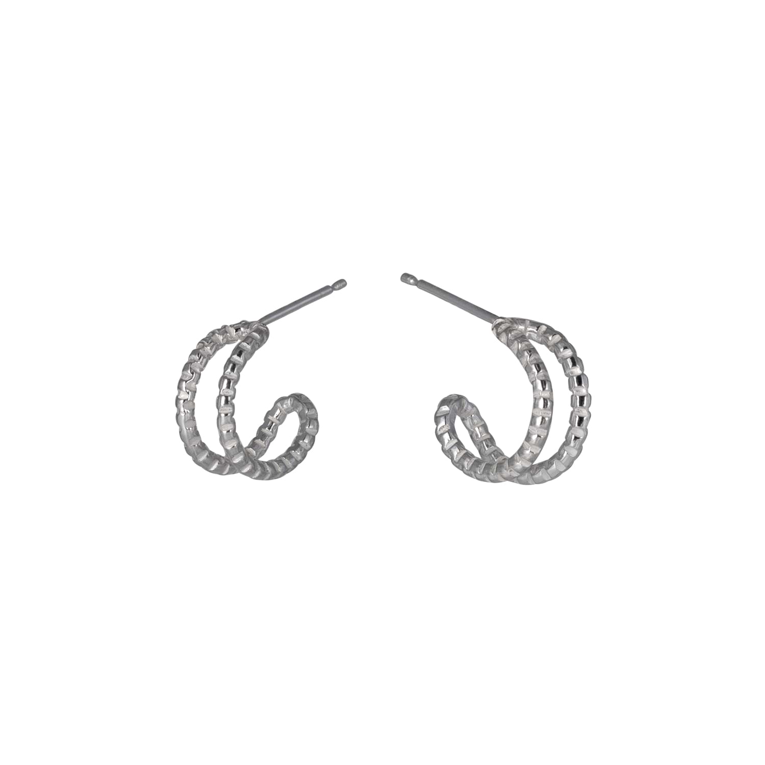 Cara Tonkin at E.C.One London Serpentine Small Textured Parallel Hoop Earringsb Silver