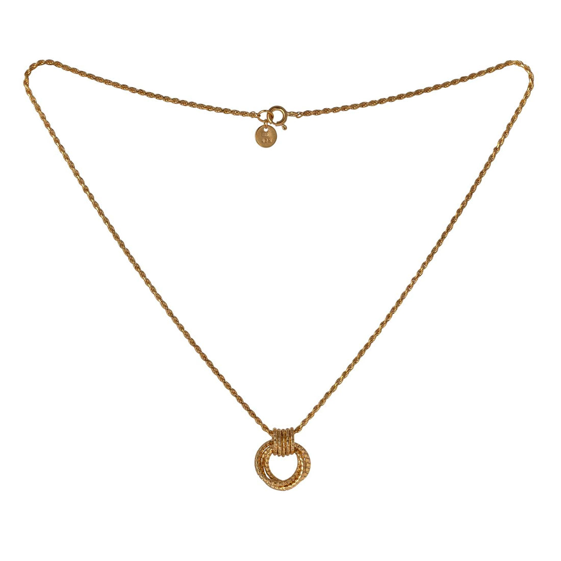 Cara Tonkin at E.C.One London Serpentine Triple Loop Pendant Gold Plated