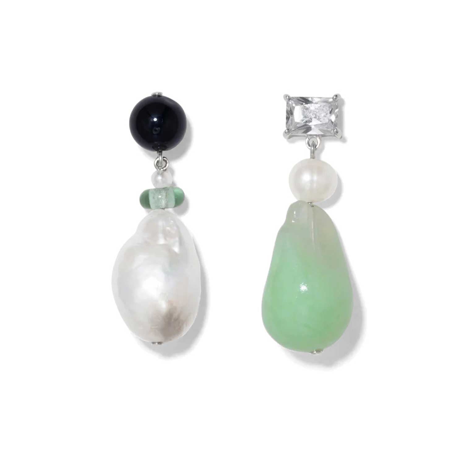 CompletedWorks at ethical jeweller E.C.One London PEAT Pearl, Resin and Bead Drop Earrings