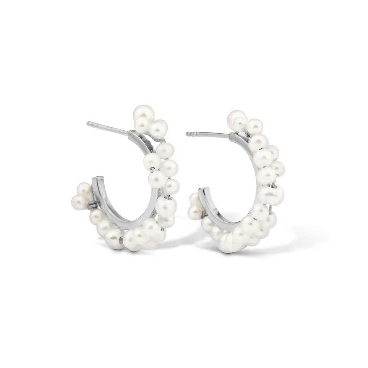 CompletedWorks at ethical jeweller E.C.One London STRATUS Hoop Earrings with Pearls Silver