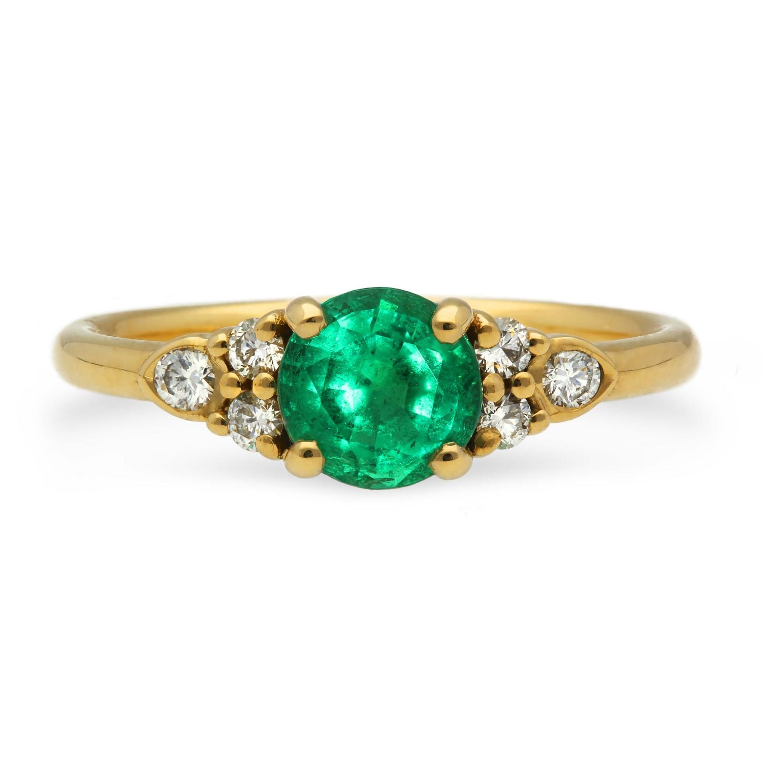 HATTY Yellow Gold Emerald and Diamond Engagement Ring by EC One London made in our B Corp workshop