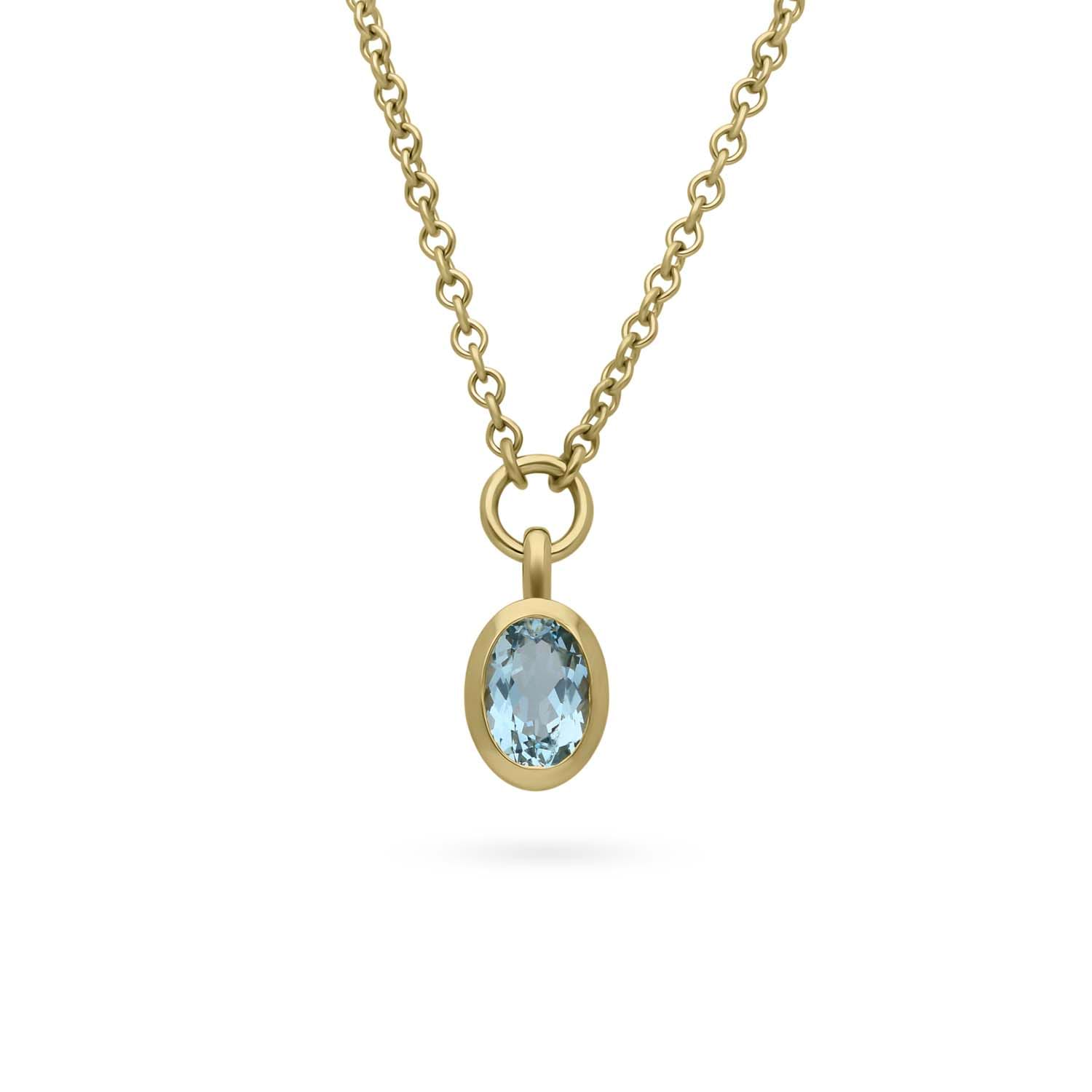 FRAME Oval Aquamarine Gold Necklace by ethical jewellers E.C.One London, made in our B Corp London workshop