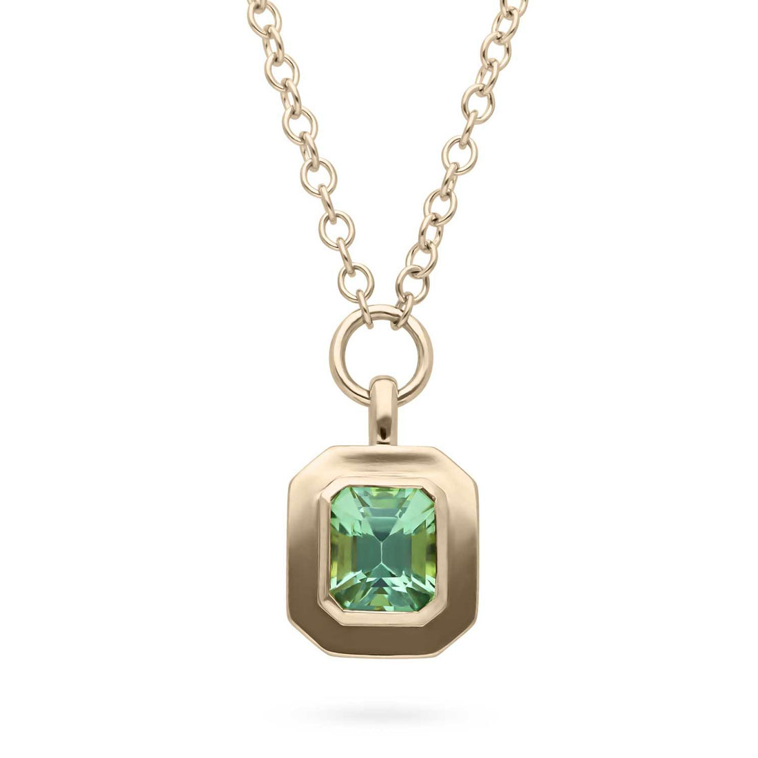 FRAME Large Framed Mint Tourmaline Gold Necklace by ethical jewellers E.C.One London, made in our B Corp London workshop