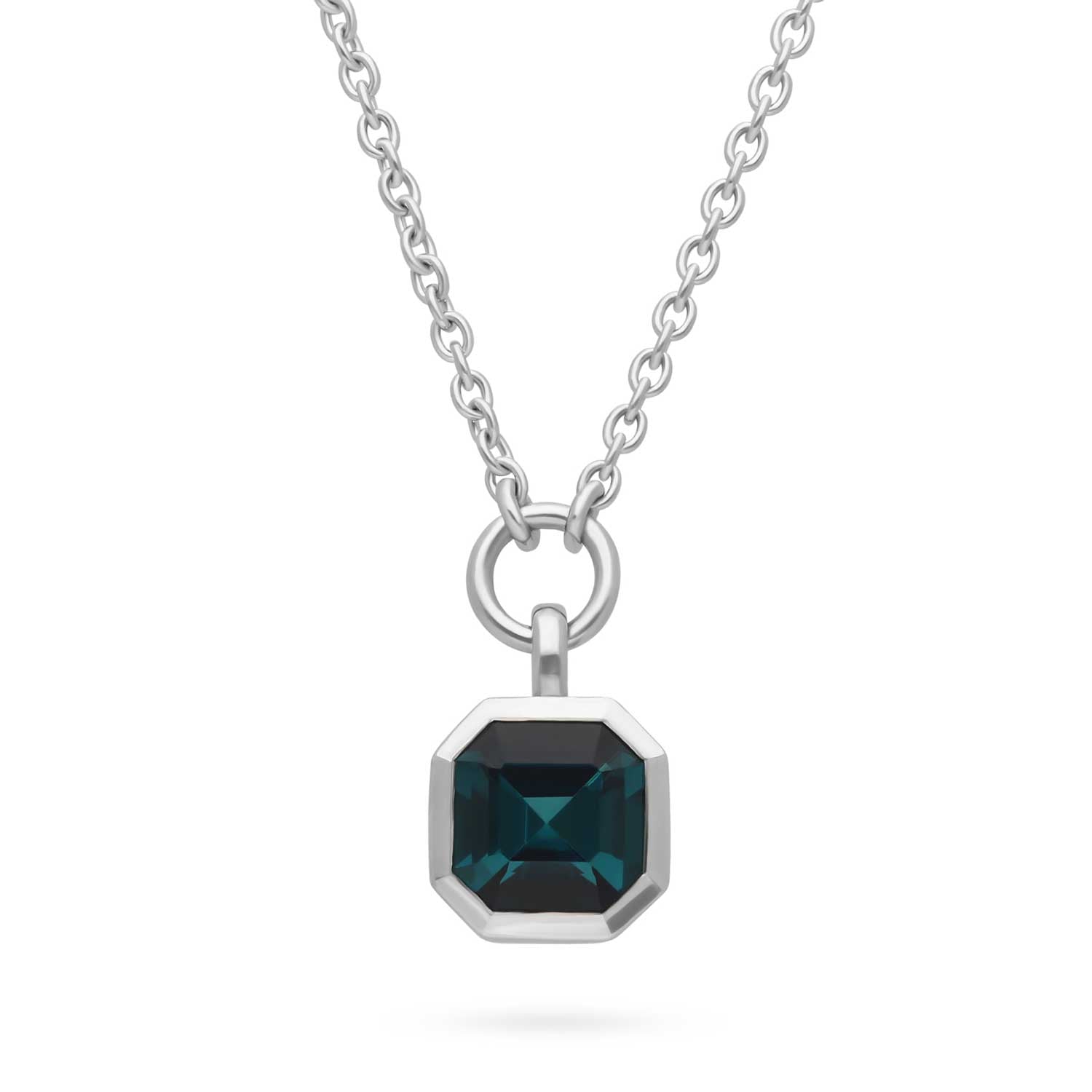 FRAME Teal Tourmaline Platinum Necklace  by ethical jewellers E.C.One London, made in our B Corp London workshop