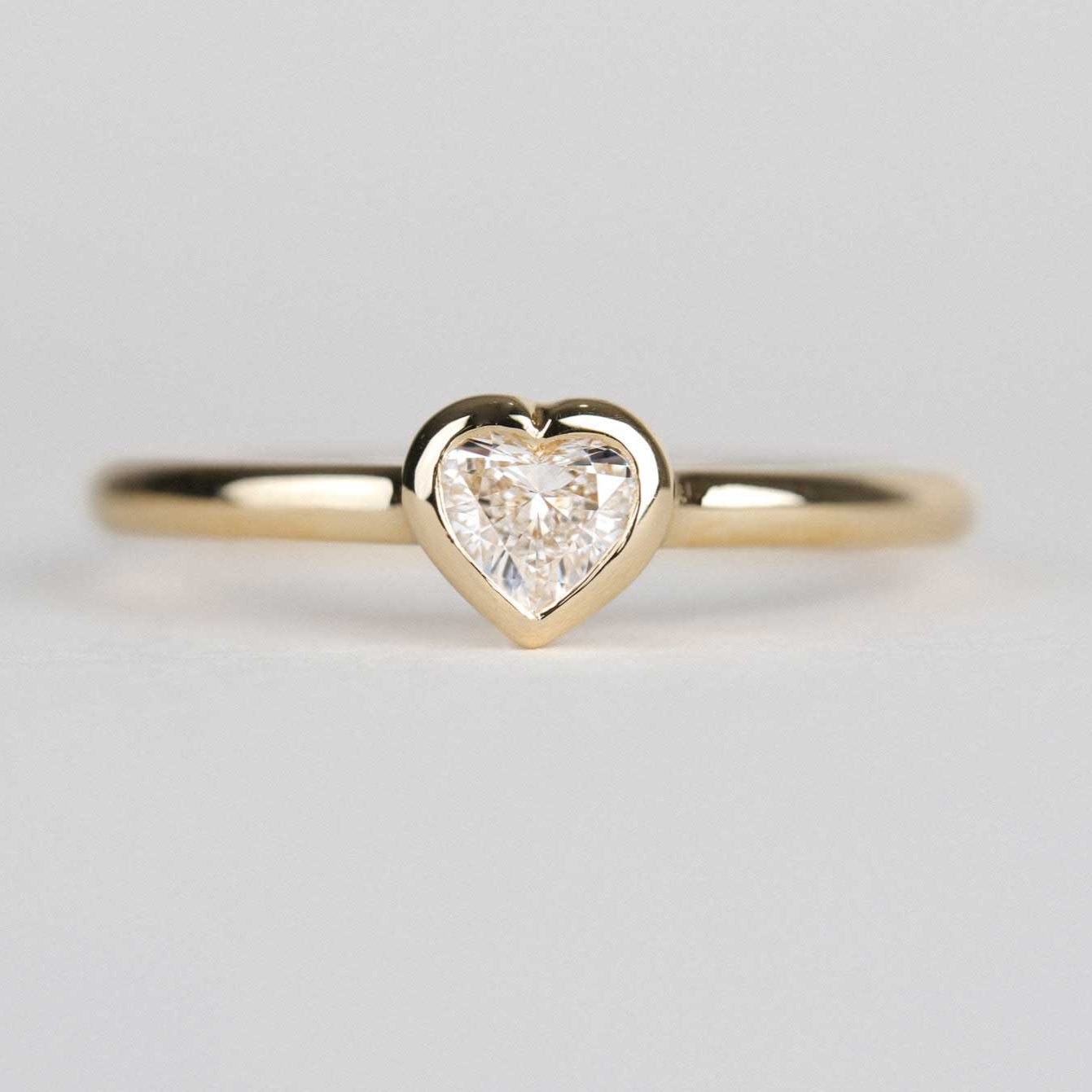 E.C. One Mini AVA Yellow Gold Heart Diamond Engagement Ring made in our B Corp London workshop