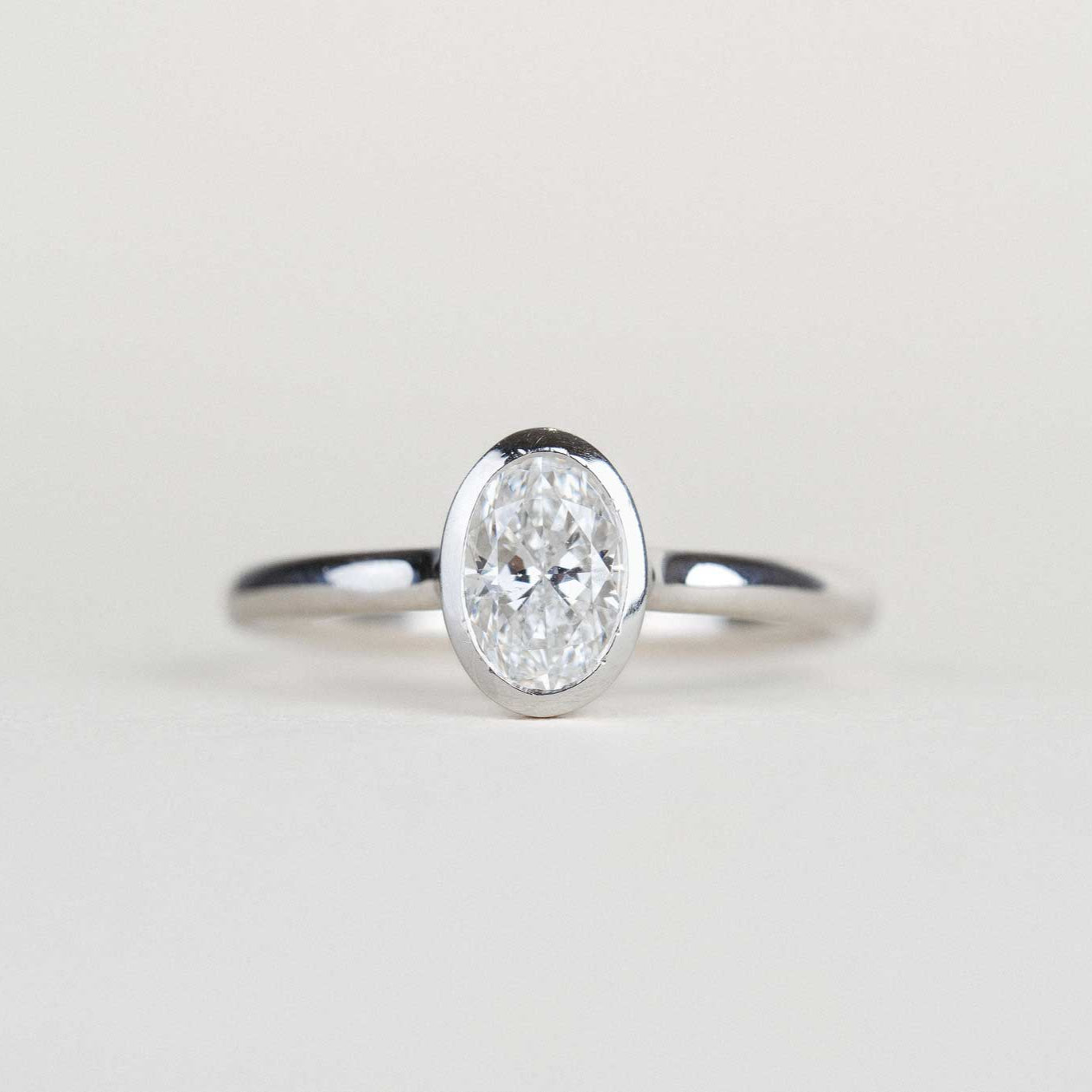 ethical AVA Platinum Oval Diamond Engagement Ring by EC One London in our B Corp certified workshop