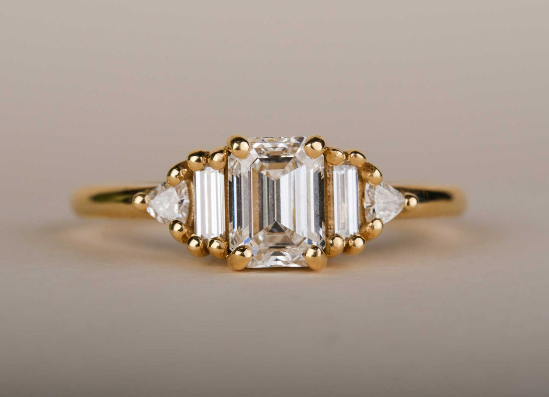 EC One AUDREY Yellow Gold and Diamond Engagement Ring made in our on-site B Corp certified workshop