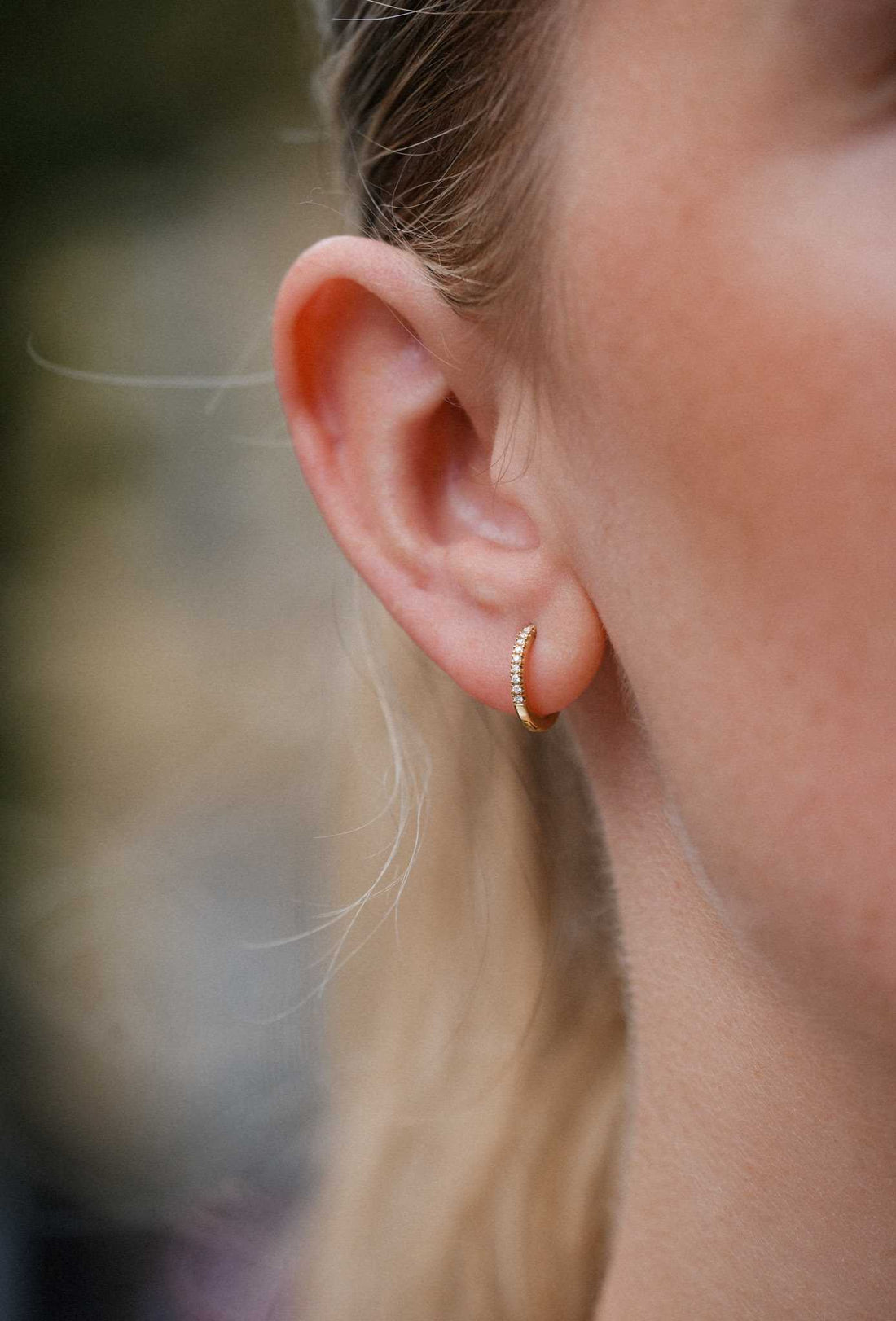 E.C. One Huggie Earrings Yellow Gold with Diamond made in our B Corp London workshop