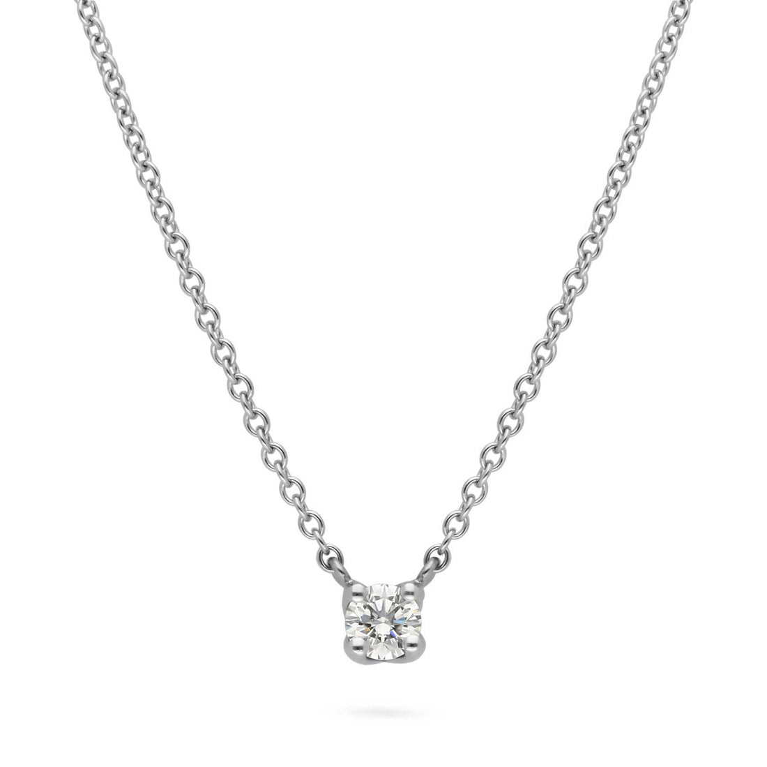 EC One SOLITAIRE Round Diamond Pendant Necklace in recycled White Gold made in our London B Corp workshop