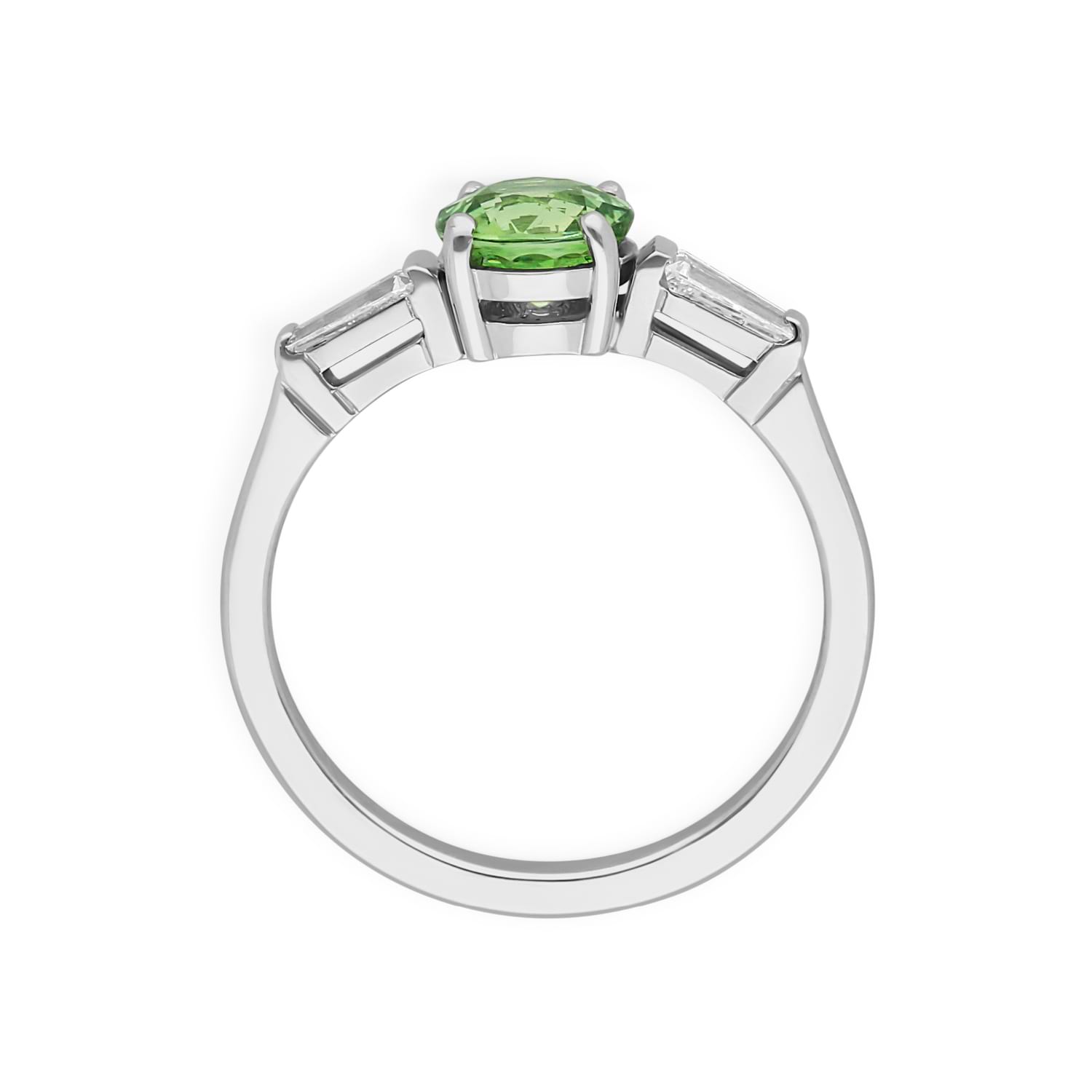 EC.One ethical engagement ring JESSICA Round Green Sapphire Platinum Engagement Ring made in our B Corp certified London workshop