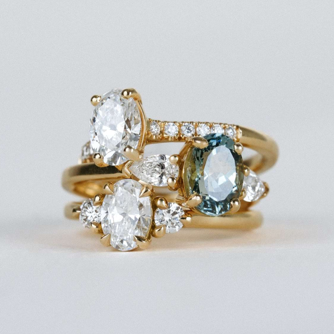 E.C.One ethical engagement ring PHOEBE Oval Teal Sapphire made in our B Corp certified London workshop